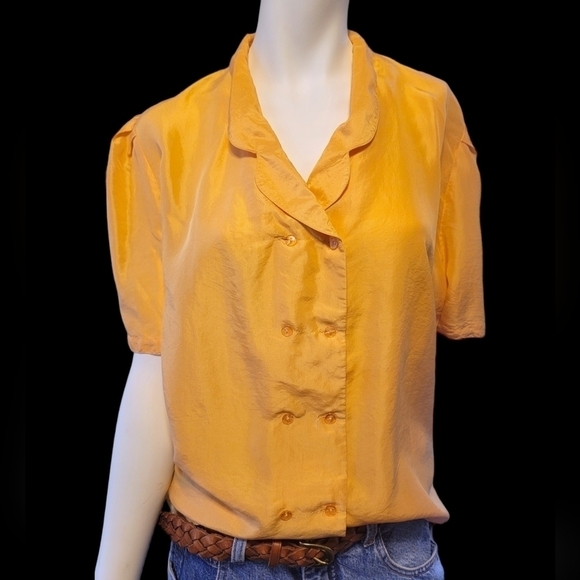 Vintage Golden Gate Melon 100% Silk Button Down Blouse Size 38 Ladies Med - Picture 2 of 6